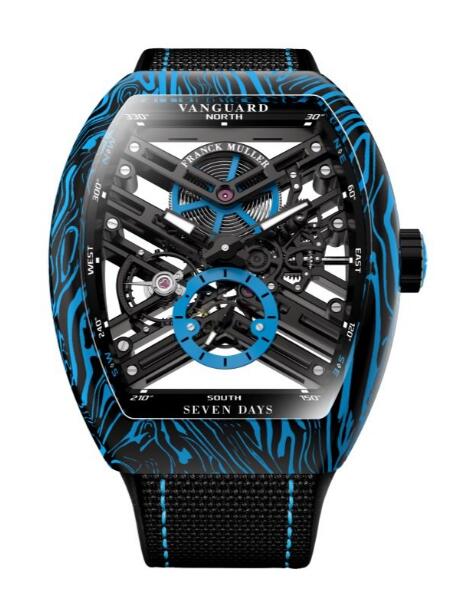 Franck Muller Vanguard Damascus Carbon Skeleton Replica Watch Cheap Price V 45 S6 SQT CARBONE AMS BL (NR)